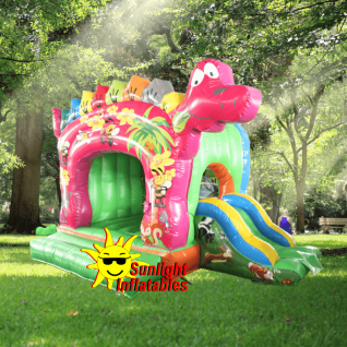 13ft x 10ft Pink Dinosaur Jumping Bed Slide