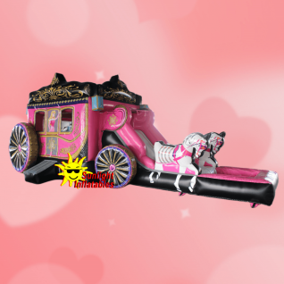 Princess Carriage Wet Dry Combo Jumping Bed Slide