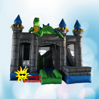 5m x 5m Grey Dinosaur Jumping Bed Slide