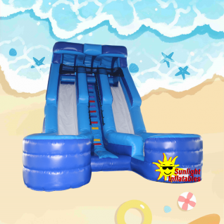 20ft Blue Dual Lane Water Slide